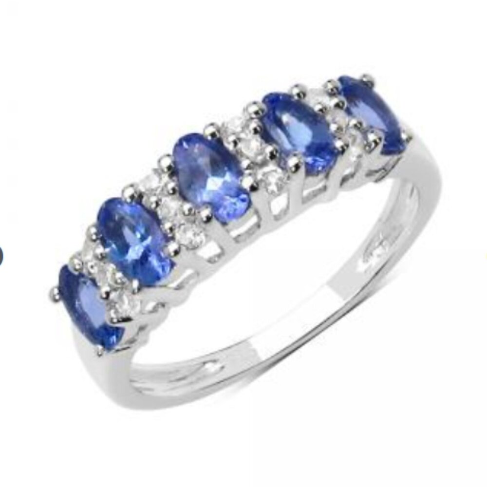 Designer Sterling Silver 1.25 CTW Tanzanite Size 7 Ring
